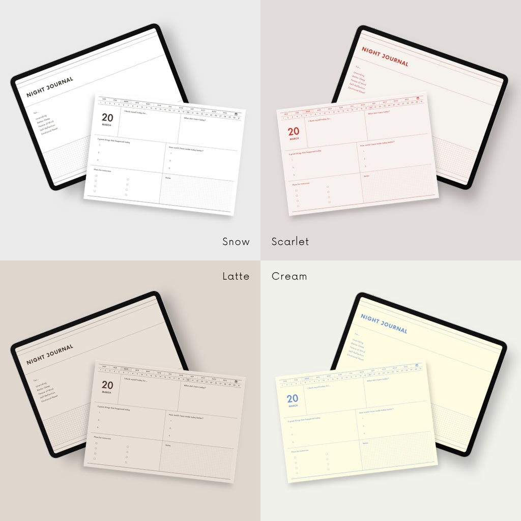 ナイトジャーナル┊︎8色展開┊︎感謝日記┊︎セルフケア┊︎リンク付き