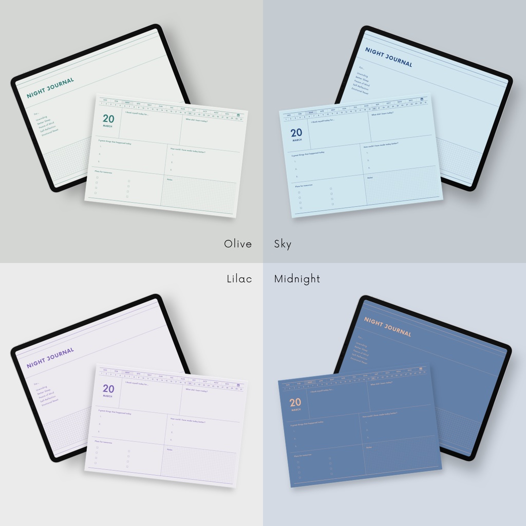 ナイトジャーナル┊︎8色展開┊︎感謝日記┊︎セルフケア┊︎リンク付き