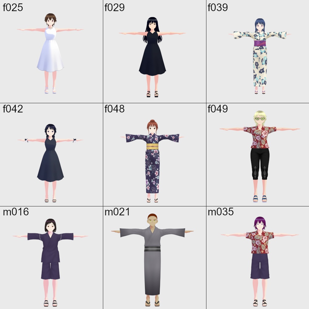 VRoid夏アバター 9体セット