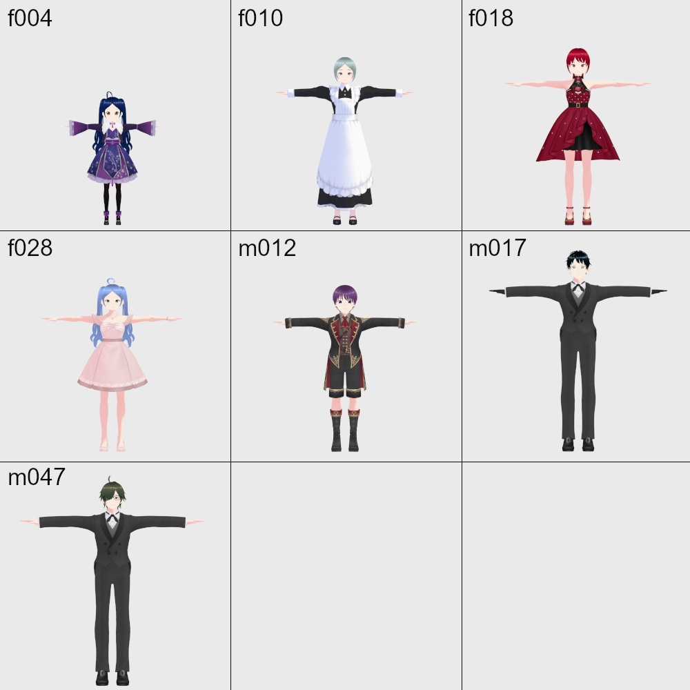 VRoidクラシック風アバター7体セット