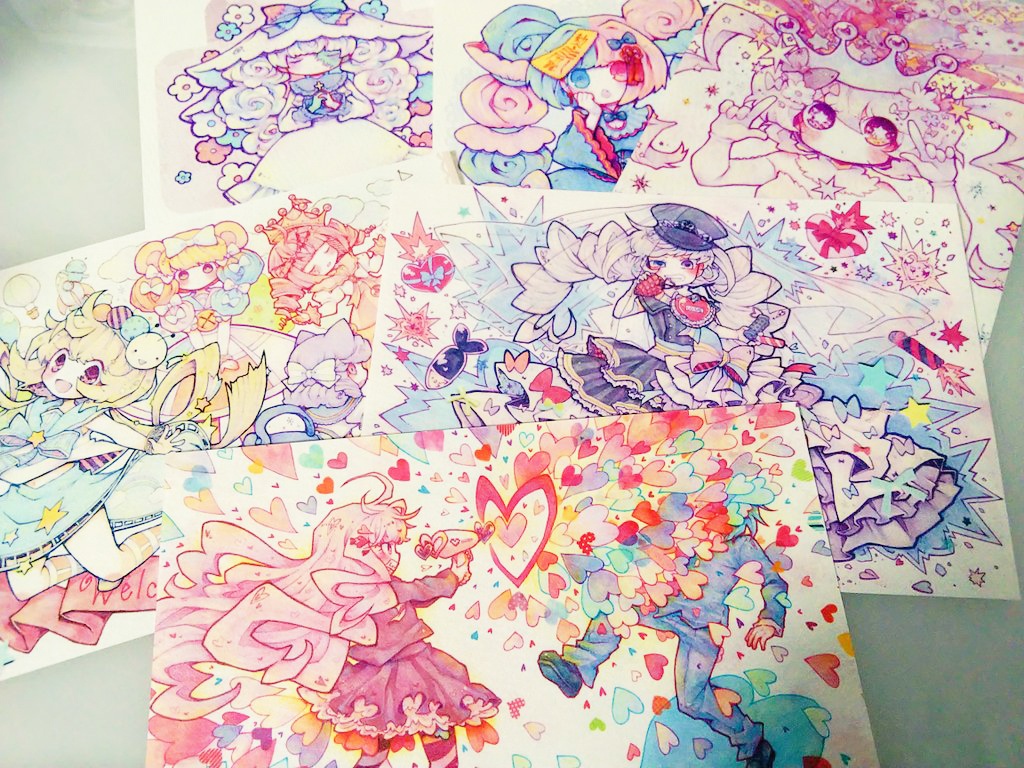 ポストカード イラストカード 6種類 レトロ エレクトロ ショップ Booth