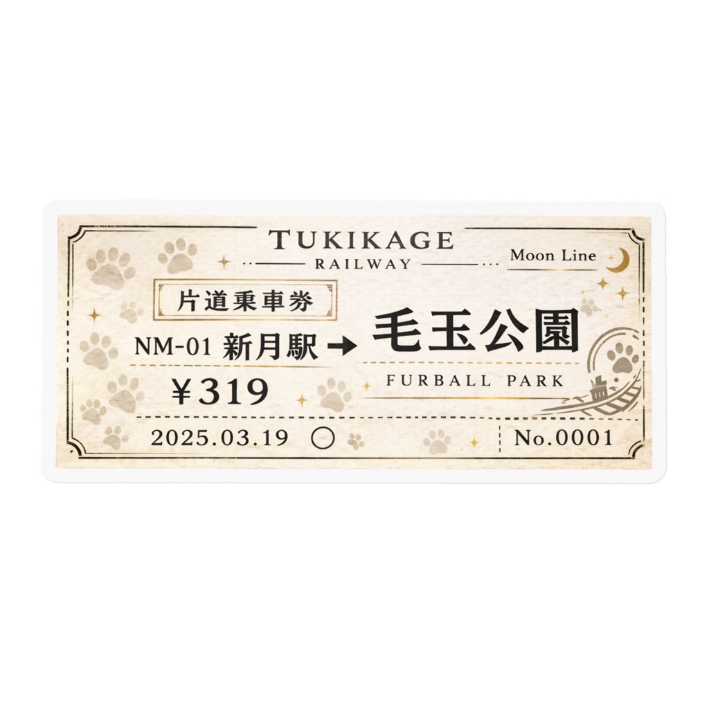 月影鉄道 片道乗車券ステッカー