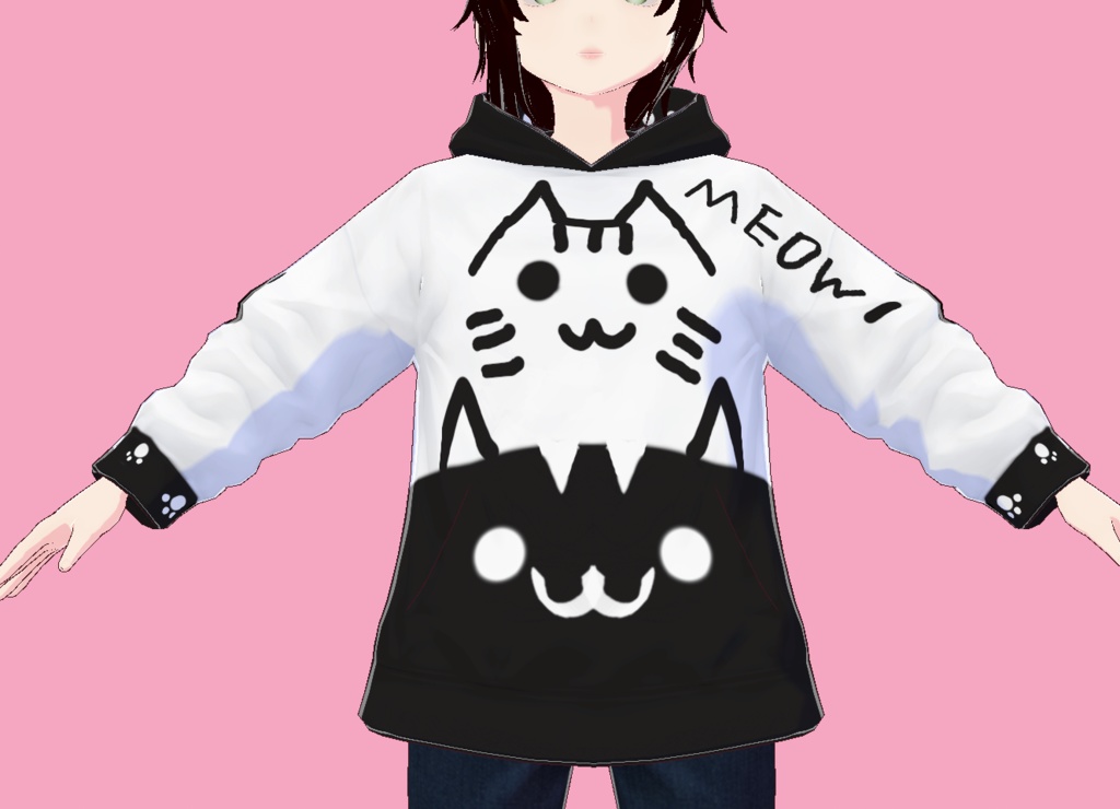 白と黒の猫のパーカー(vroid)