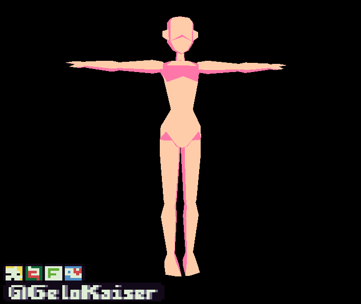 Low-poly 3D Base - Nude Girl Model