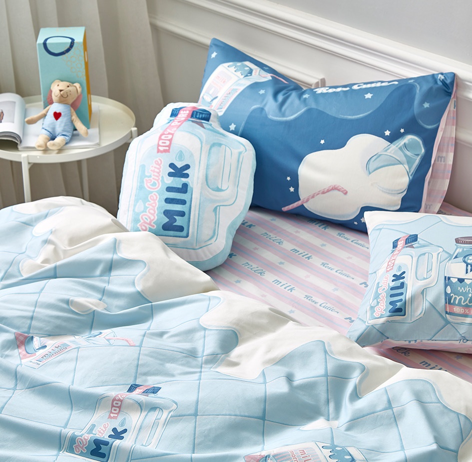【Rose Cutie x Ms LUTRA】Milk Collection布団カバー4点セット