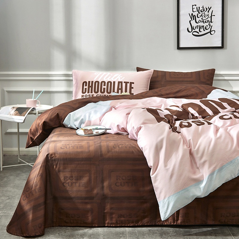 【Rose Cutie x Etoile et Griotte】Rose Cutie Chocolate布団カバー4点セット(ピンク)