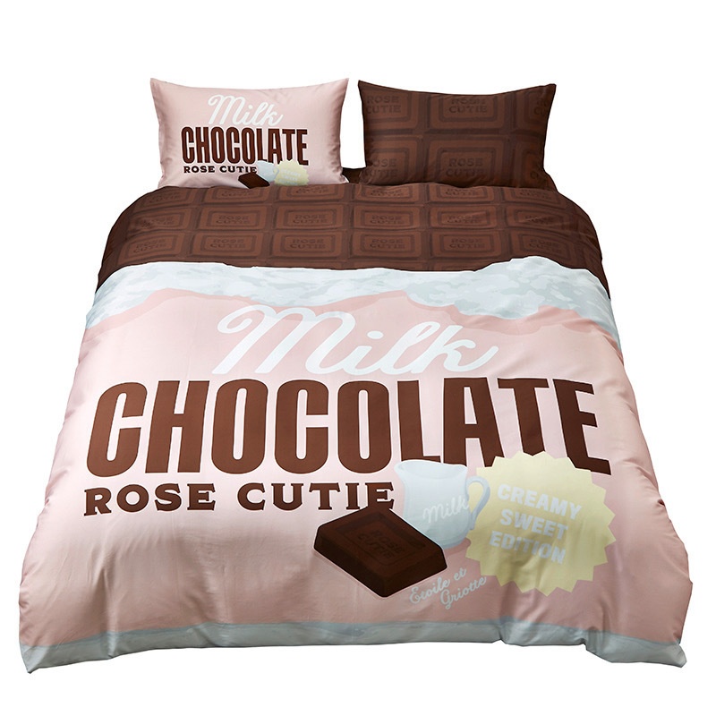 【Rose Cutie x Etoile et Griotte】Rose Cutie Chocolate布団カバー4点セット(ピンク)