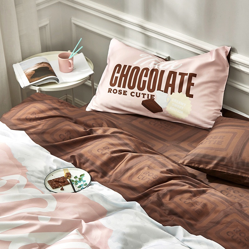 【Rose Cutie x Etoile et Griotte】Rose Cutie Chocolate布団カバー4点セット（ピンク）