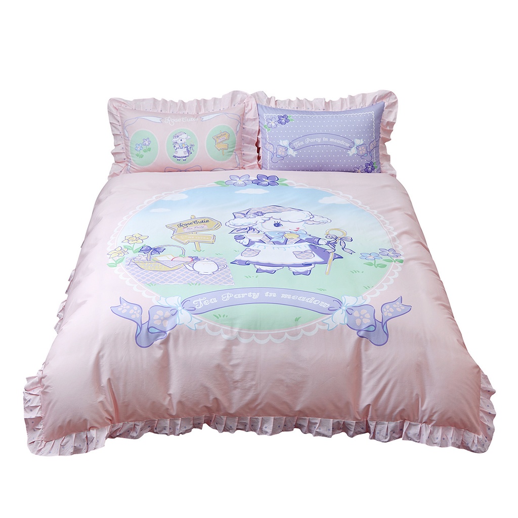 【Rose Cutie x Ms LUTRA】Tea Party in meadow布団カバー4点セット(フリルあり)