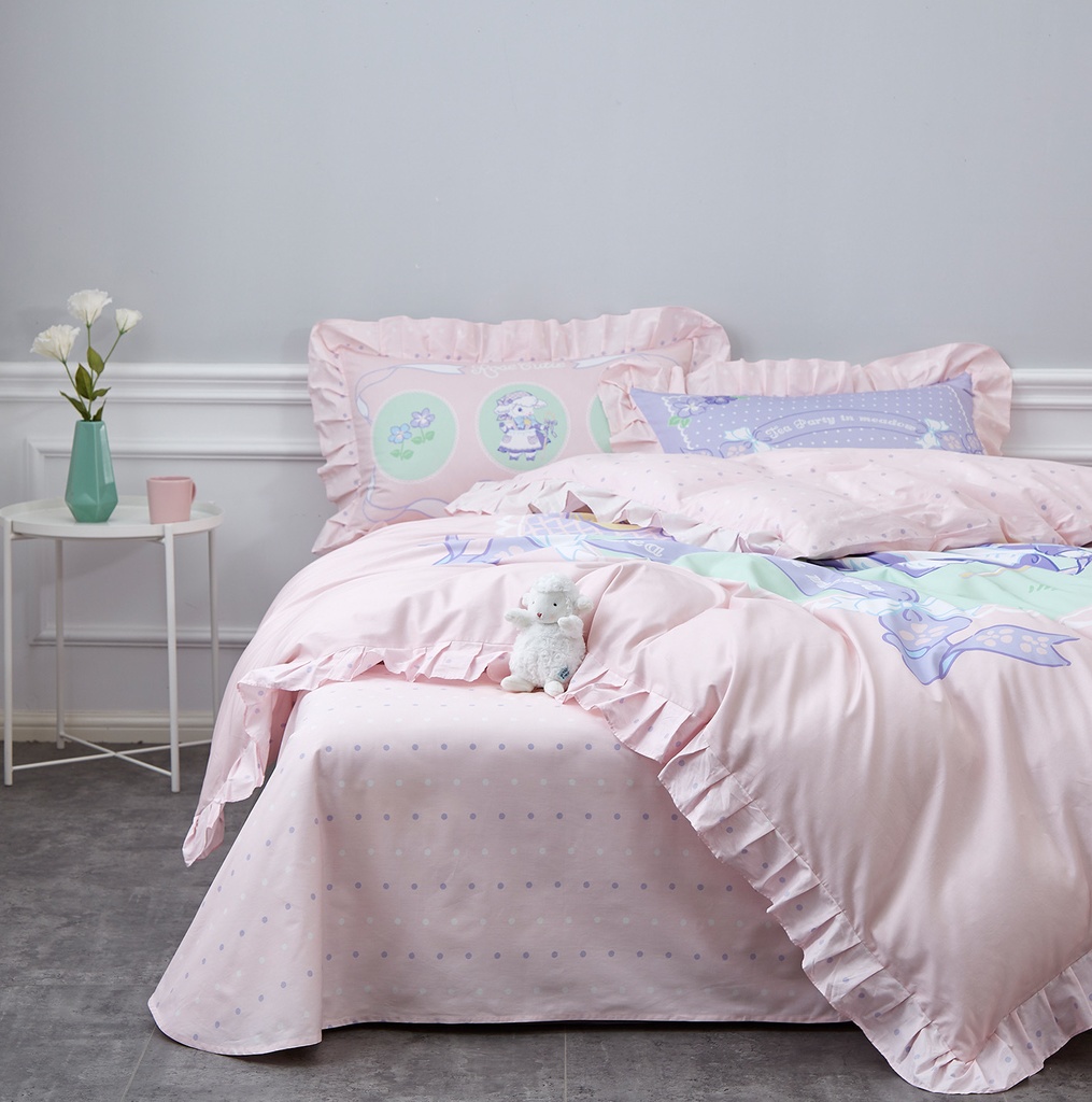 【Rose Cutie x Ms LUTRA】Tea Party in meadow布団カバー4点セット(フリルあり)