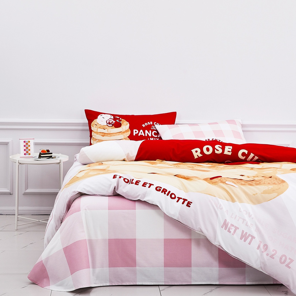 【Rose Cutie x Etoile et Griotte】Rose Cutie Pancake布団カバー4点セット(コットン100%)