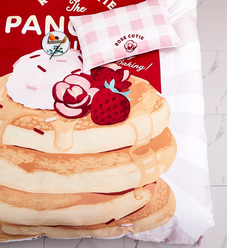 【Rose Cutie x Etoile et Griotte】Rose Cutie Pancake布団カバー4点セット(コットン100%)