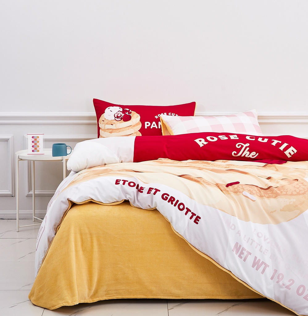 【Rose Cutie x Etoile et Griotte】Rose Cutie Pancake布団カバー4点セット(コットン+ポリエステル)