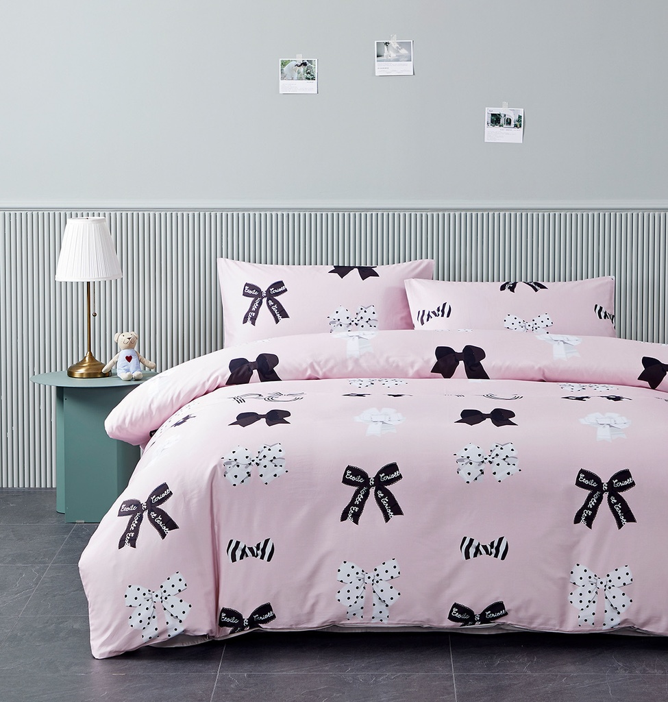 【Rose Cutie x Etoile et Griotte】Rose Cutie Ribbon布団カバー4点セット(ピンク)