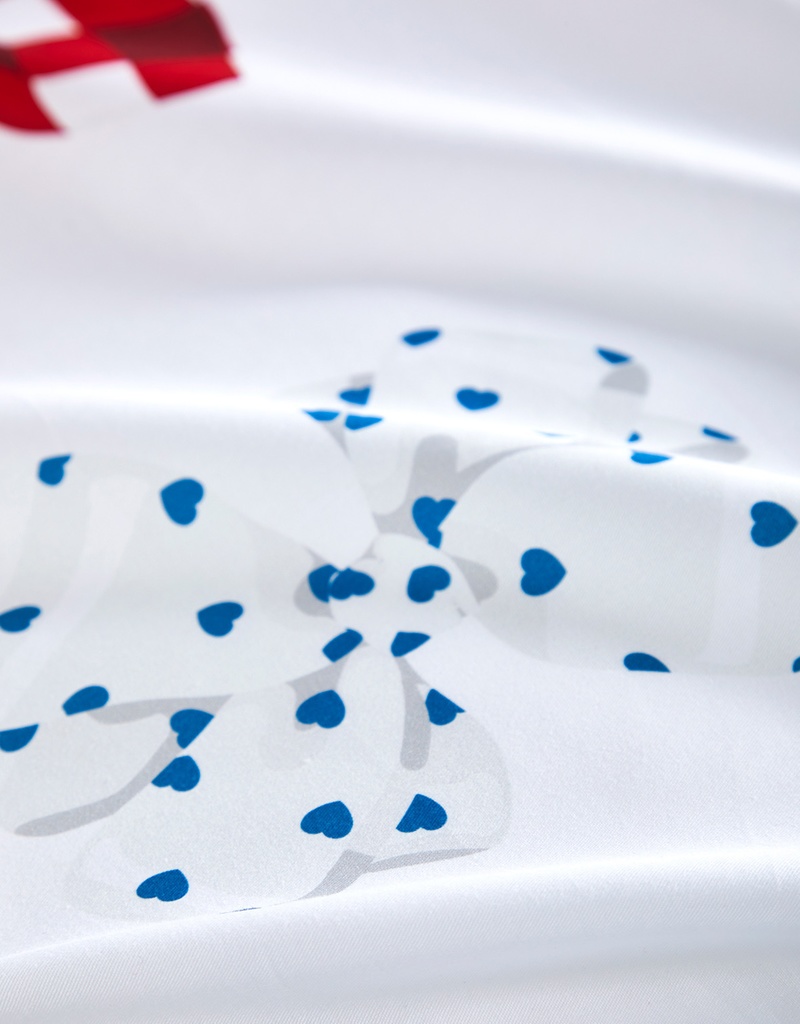 【Rose Cutie x Etoile et Griotte】Rose Cutie Ribbon布団カバー4点セット(レッドxブルー)