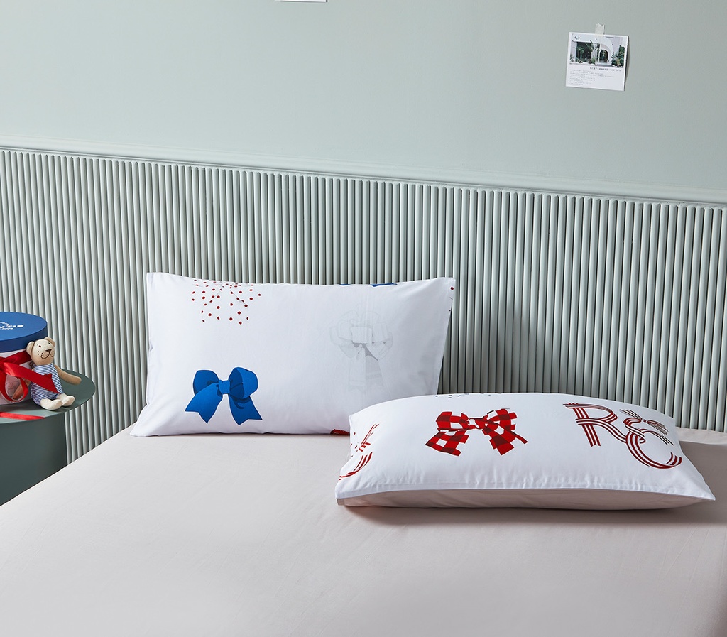 【Rose Cutie x Etoile et Griotte】Rose Cutie Ribbon布団カバー4点セット(レッドxブルー)