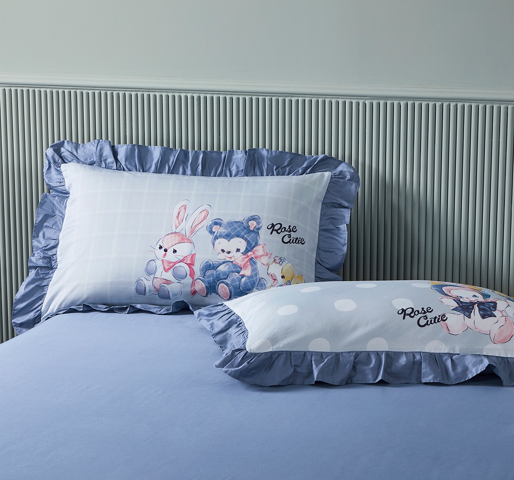 【Rose Cutie x Ms LUTRA】Retro Dolls布団カバー4点セット(ブルー)