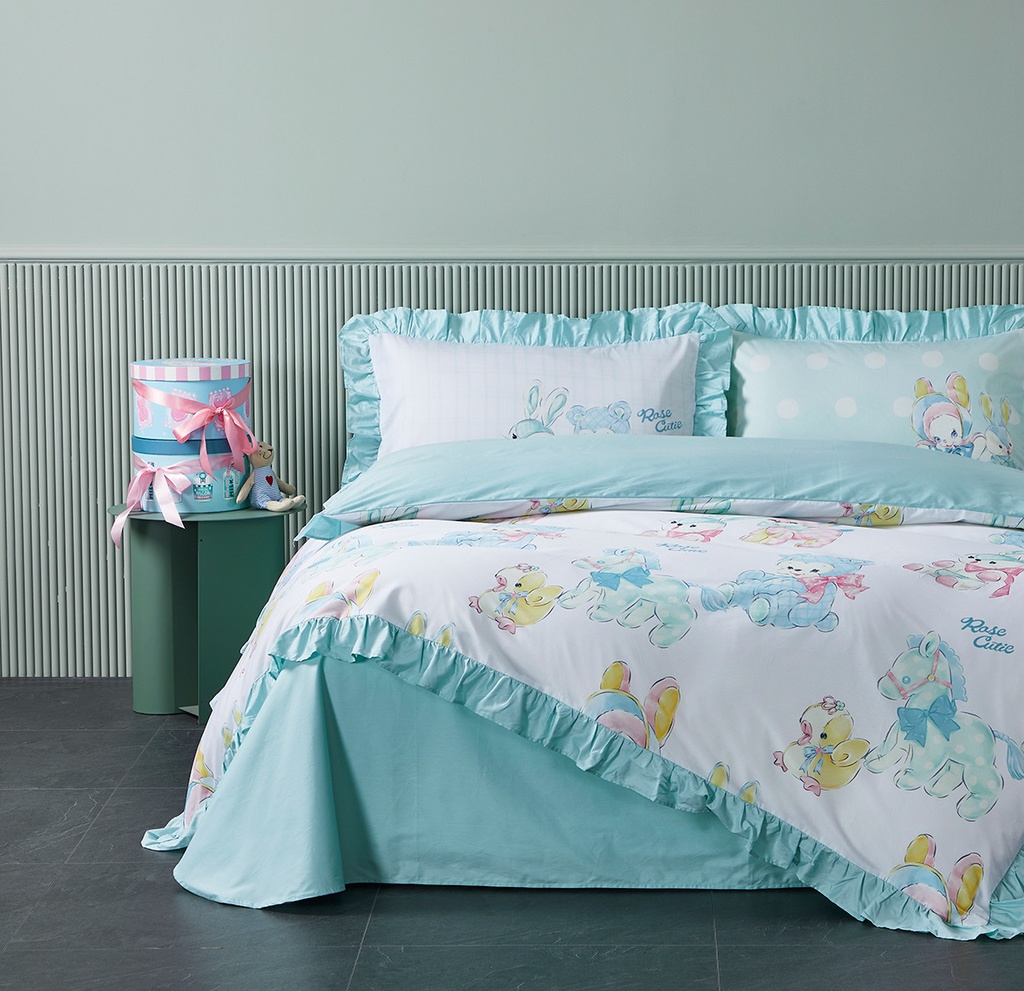 【Rose Cutie x Ms LUTRA】Retro Dolls布団カバー4点セット(ミント)