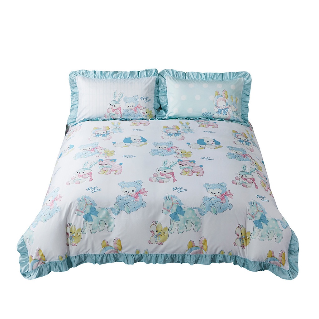 【Rose Cutie x Ms LUTRA】Retro Dolls布団カバー4点セット(ミント)