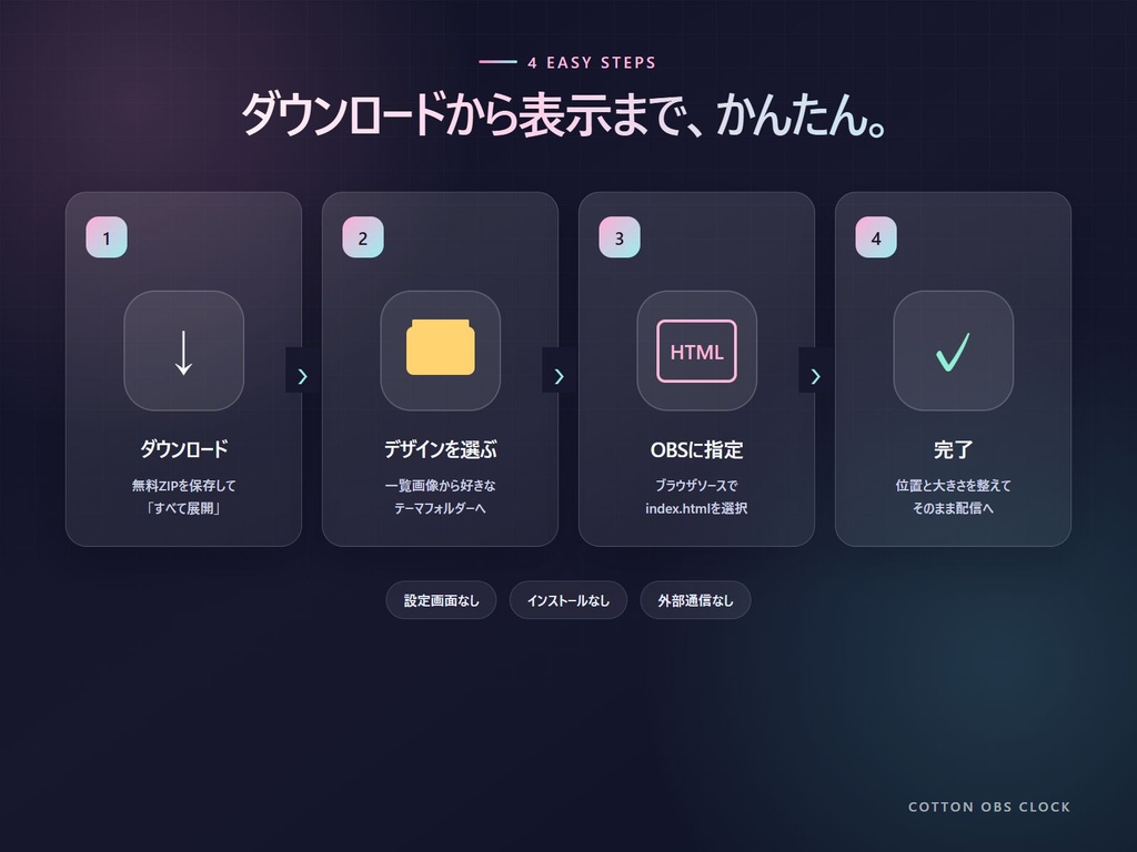 【無料】OBS配信時計|VTuber・配信者向け 16デザイン入りブラウザソース