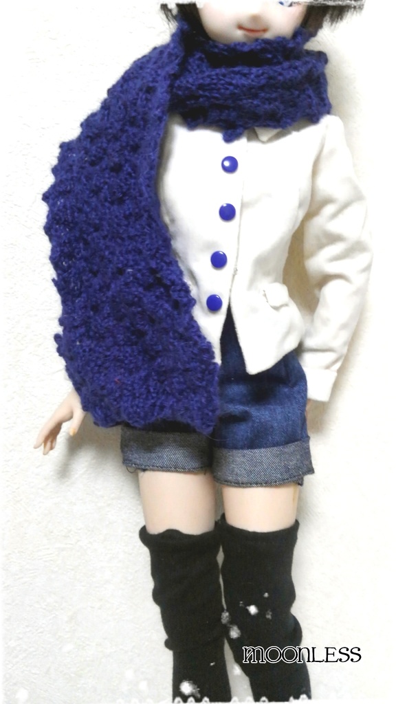 1/3サイズドール用　鹿の子編みマフラー