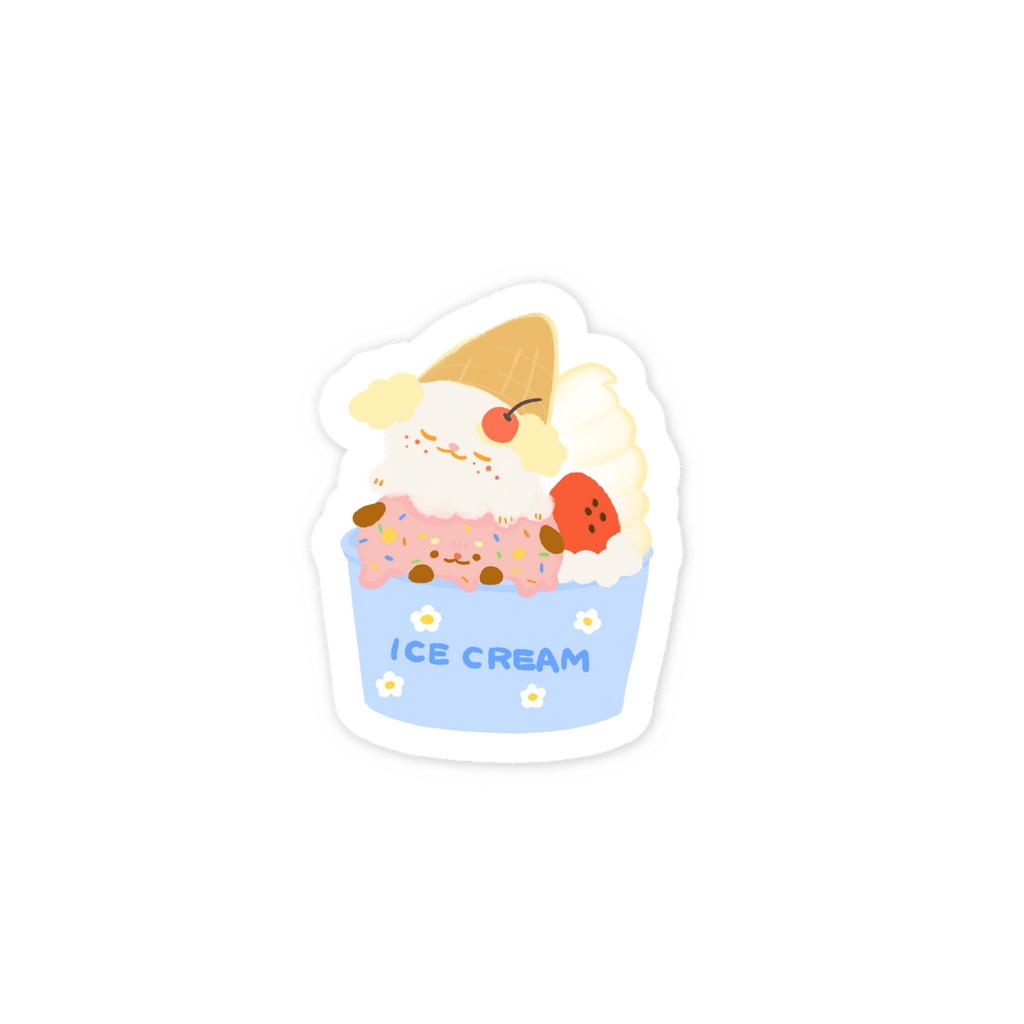 ふわんふわんアイスクリームステッカー
