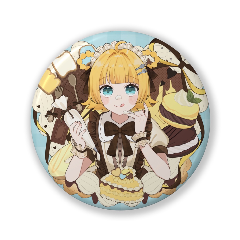 円円愛プリンメイド衣装 缶バッジ（等身ver.）
