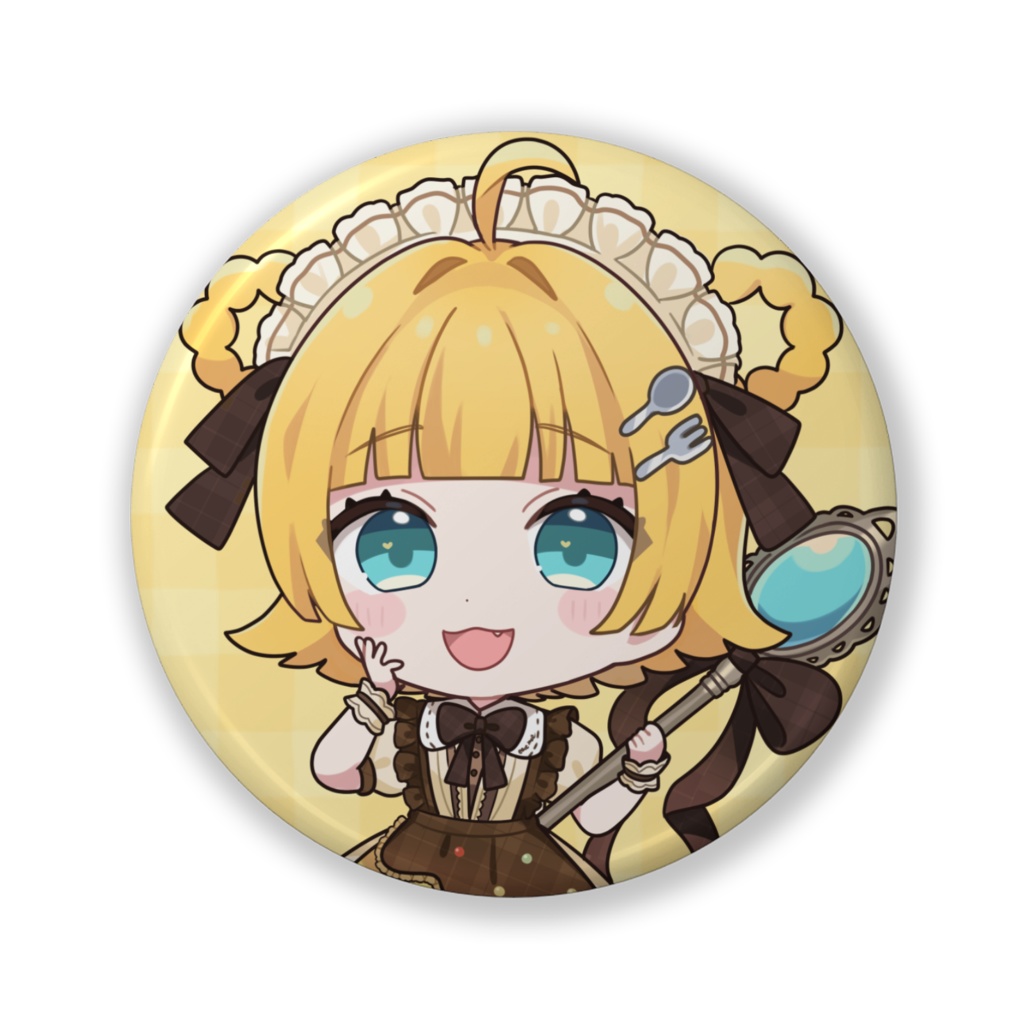 円円愛プリンメイド衣装 缶バッジ（ミニキャラver.）