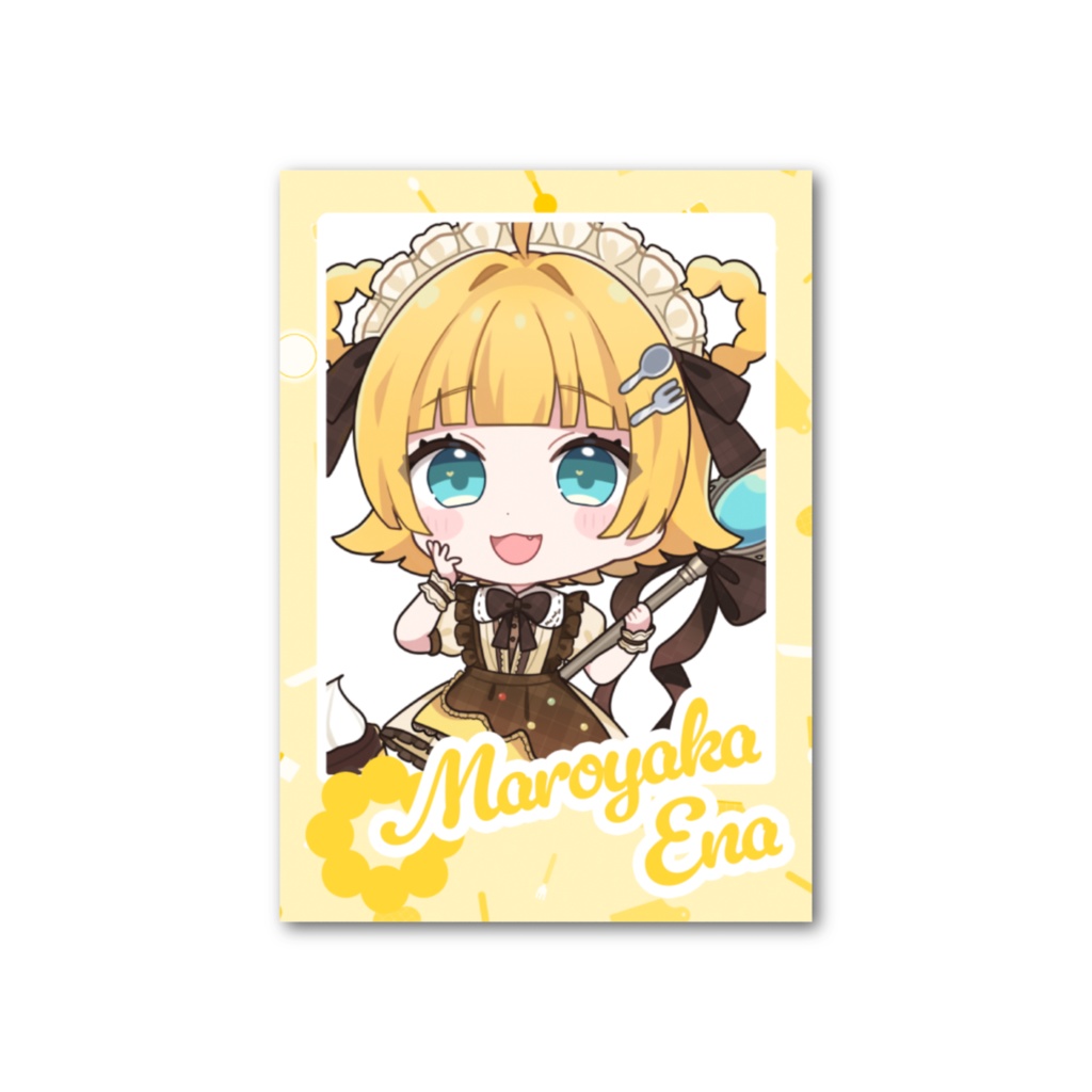 円円愛プリンメイド衣装 フォト風カード（ミニキャライラストver.）【メッセージ付き！】