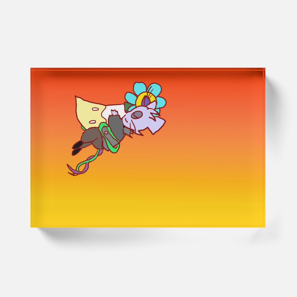 ベンチねずみ 夕暮れアクリルブロック