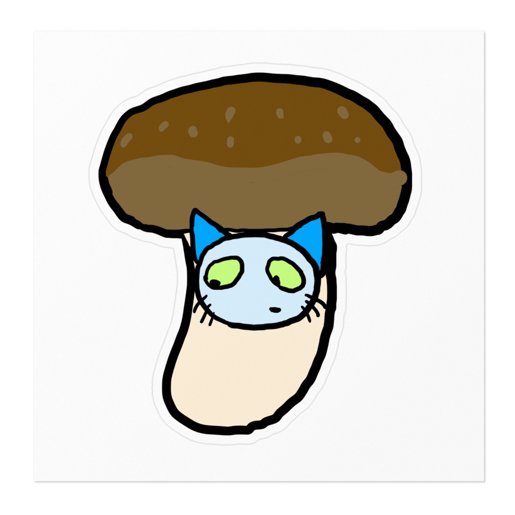 ねこのティーチくん きらいなたべものステッカー ~ピーマン(しいたけ)×ティーチくん~