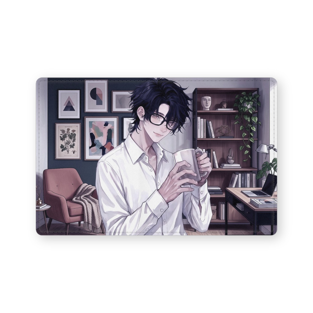 黒髪眼鏡　レザー製名刺入れ