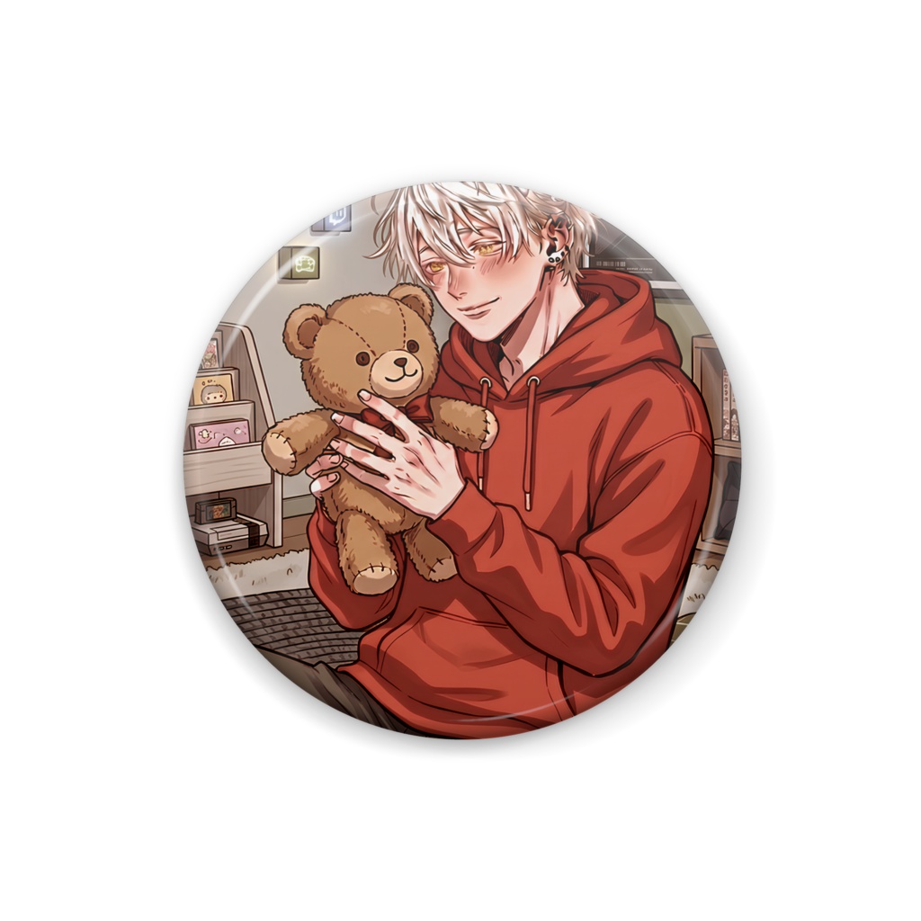 白髮　缶バッジ