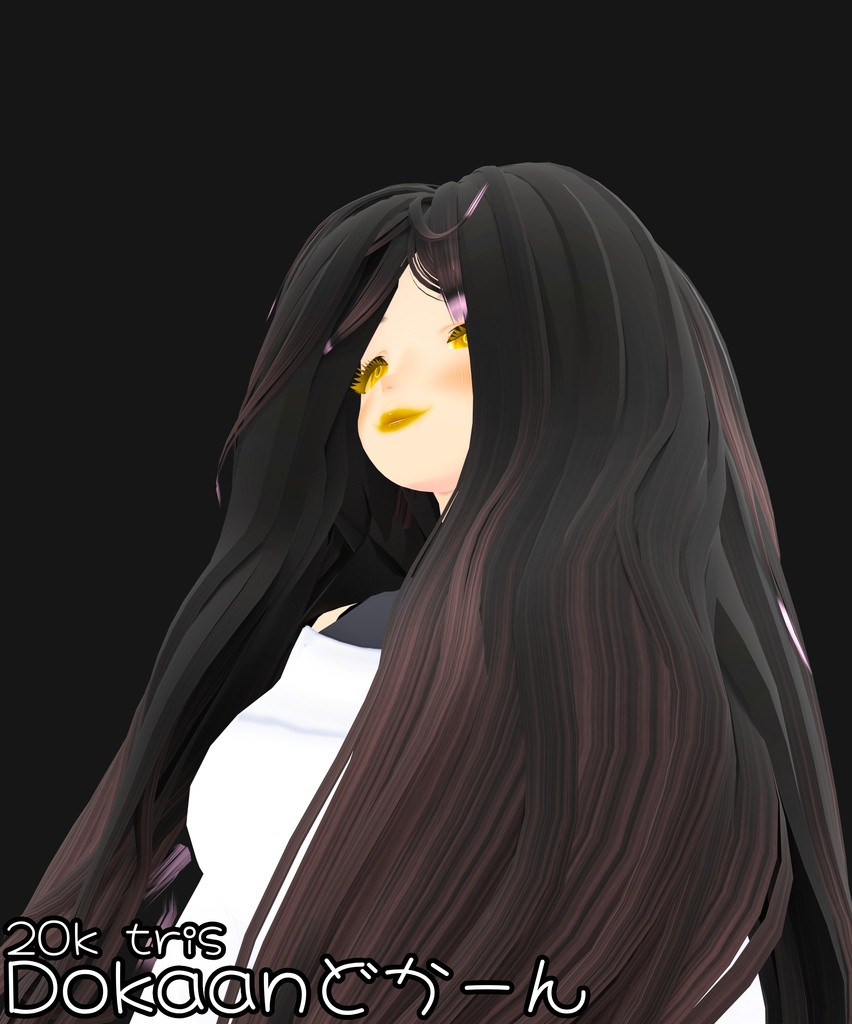 Dokaanどかーん | Long Blowout Hair | VRChat Hair Asset