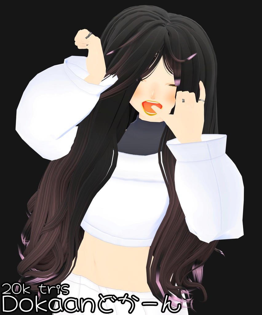 Dokaanどかーん | Long Blowout Hair | VRChat Hair Asset