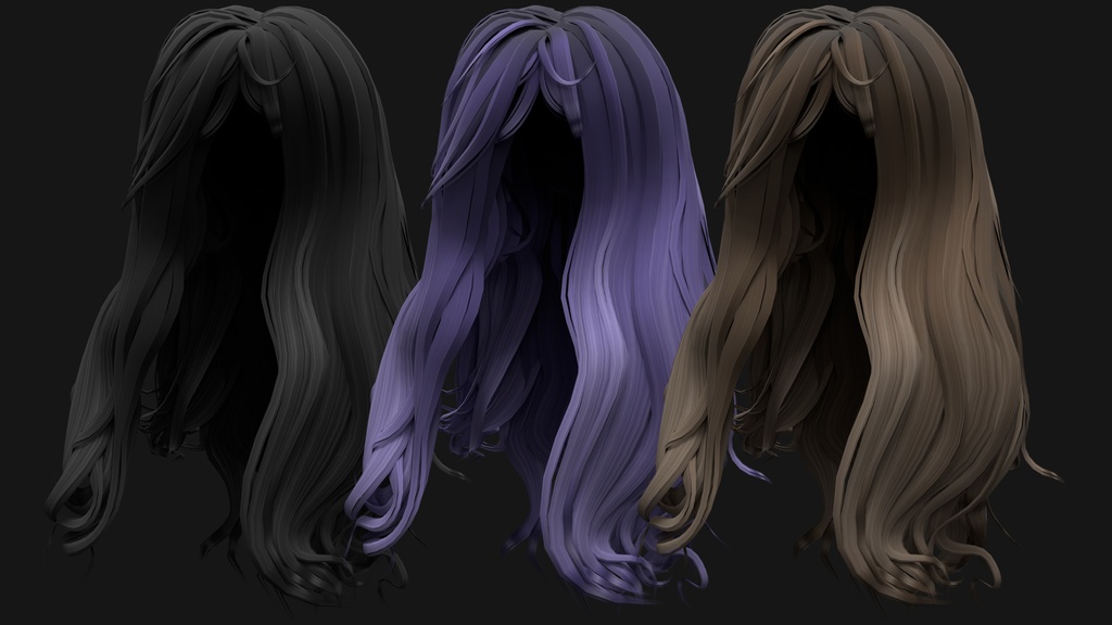 Dokaanどかーん | Long Blowout Hair | VRChat Hair Asset