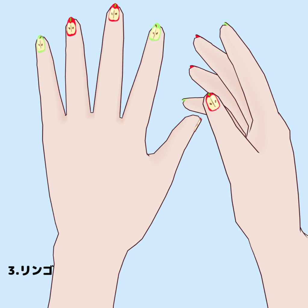 【VRoid用】フルーツ柄ネイル全7種(無償版/有償版)