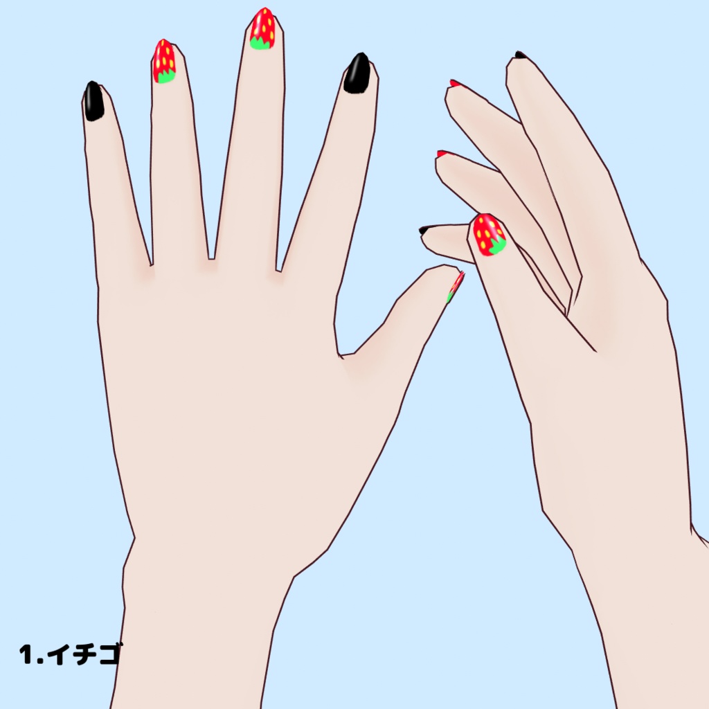 【VRoid用】フルーツ柄ネイル全7種(無償版/有償版)