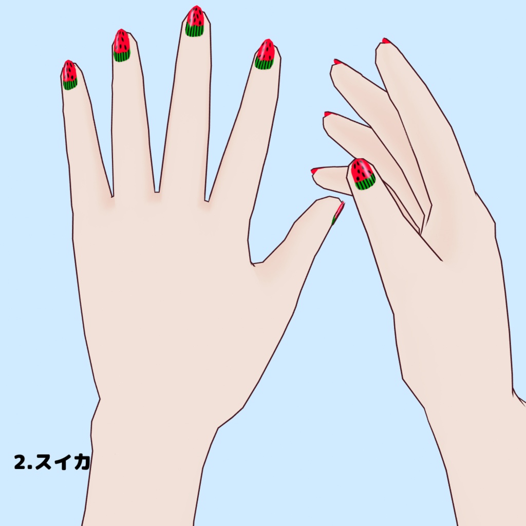 【VRoid用】フルーツ柄ネイル全7種(無償版/有償版)