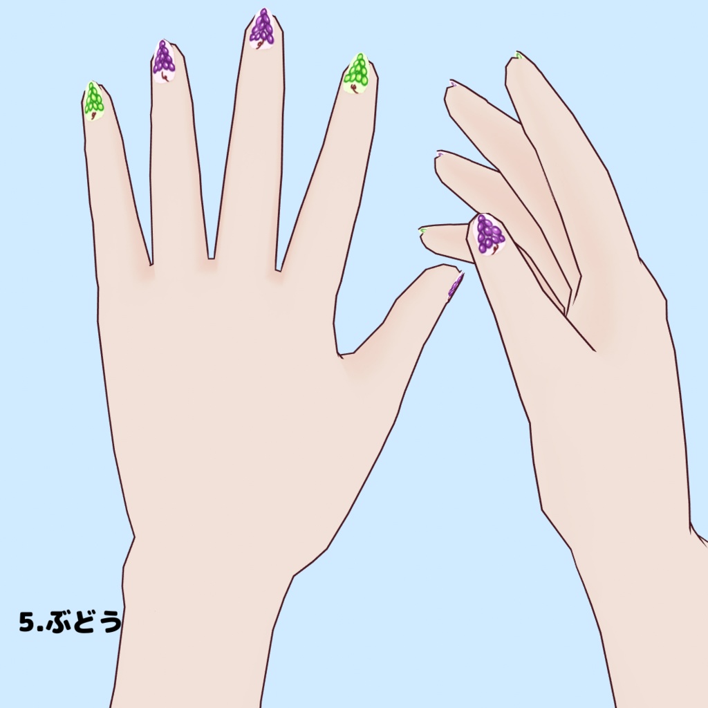 【VRoid用】フルーツ柄ネイル全7種(無償版/有償版)