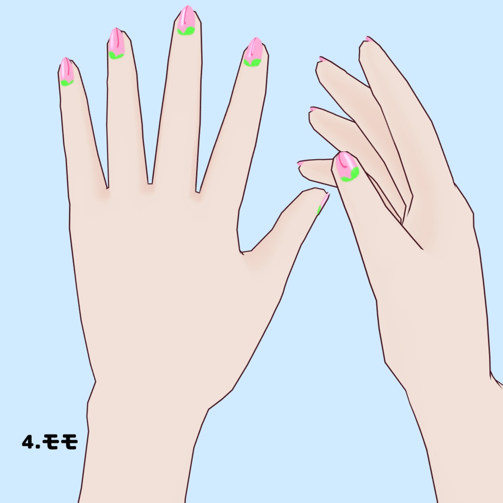 【VRoid用】フルーツ柄ネイル全7種(無償版/有償版)