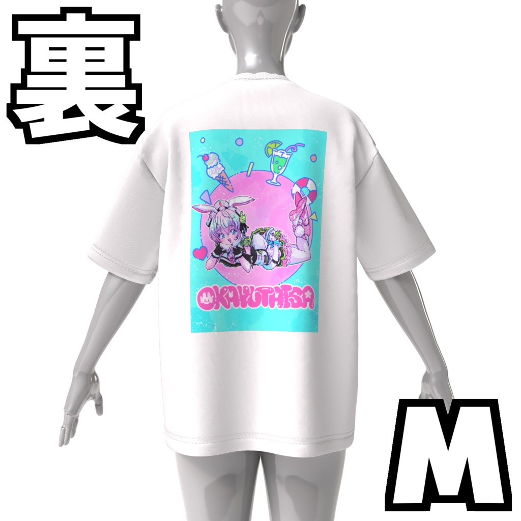 おかゆ大佐海軍ビックシルエットTシャツ白(M、L、XL)