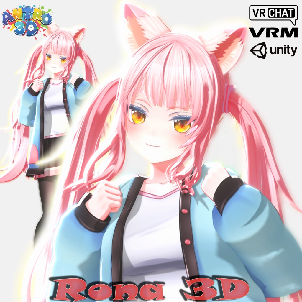 オリジナル3Dモデル "Rona" VRChat + VRM + Unity