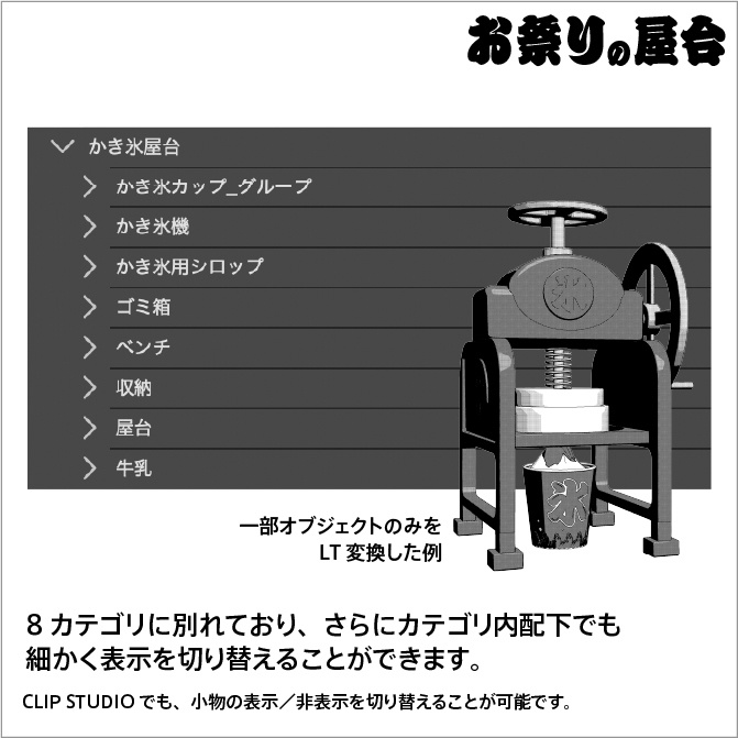 【3D】お祭り かき氷 屋台 小物セット【クリスタ対応】