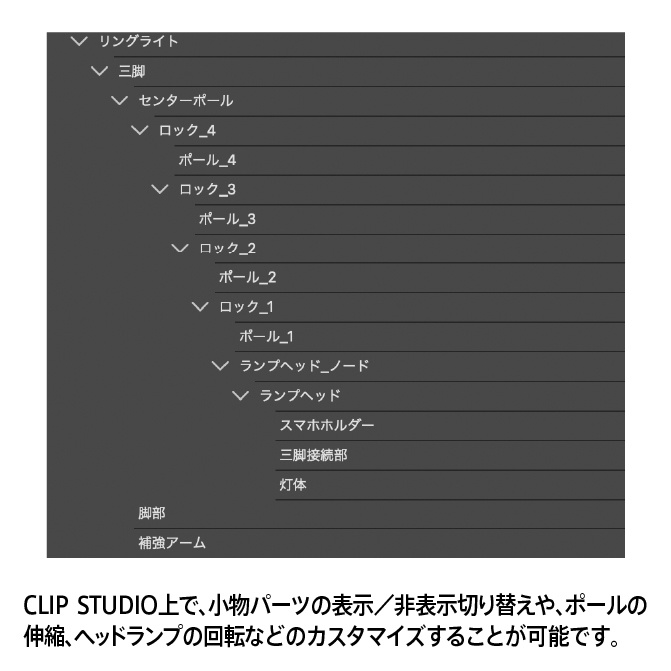 【3D】撮影用リングライト(cs3o、fbx)【クリスタ対応】