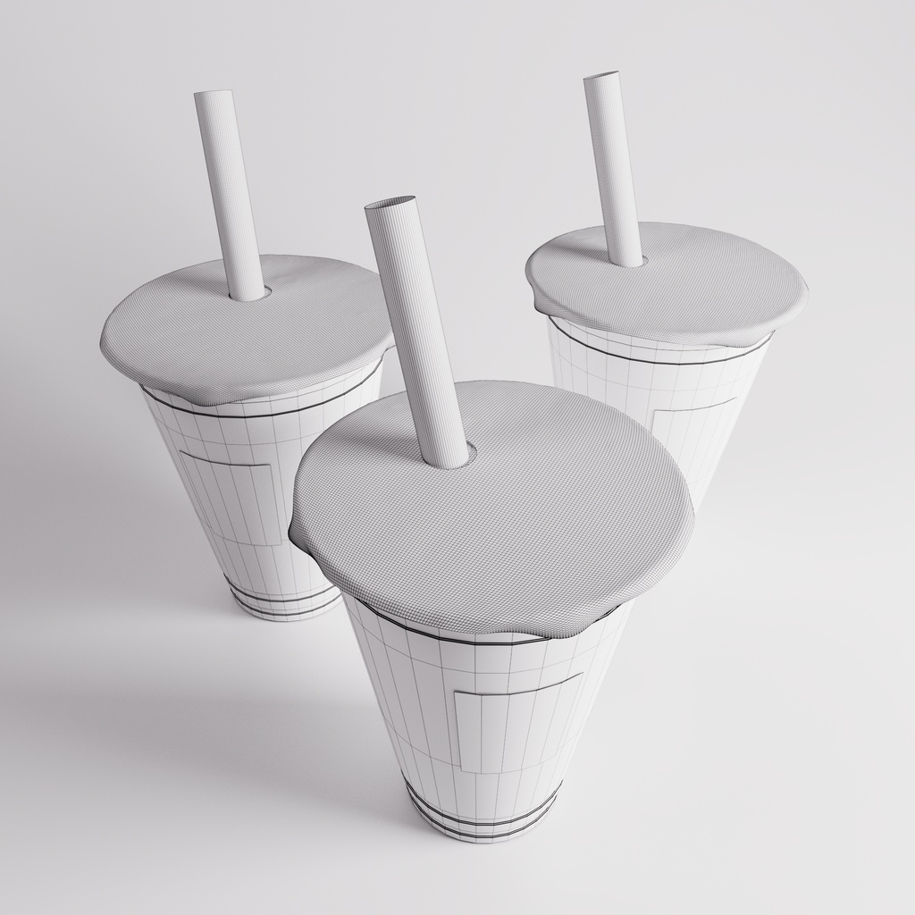【3D】タピオカドリンク(ミルクティー・ウーロンティー・黒糖ミルクティー)(.c4d + fbx)