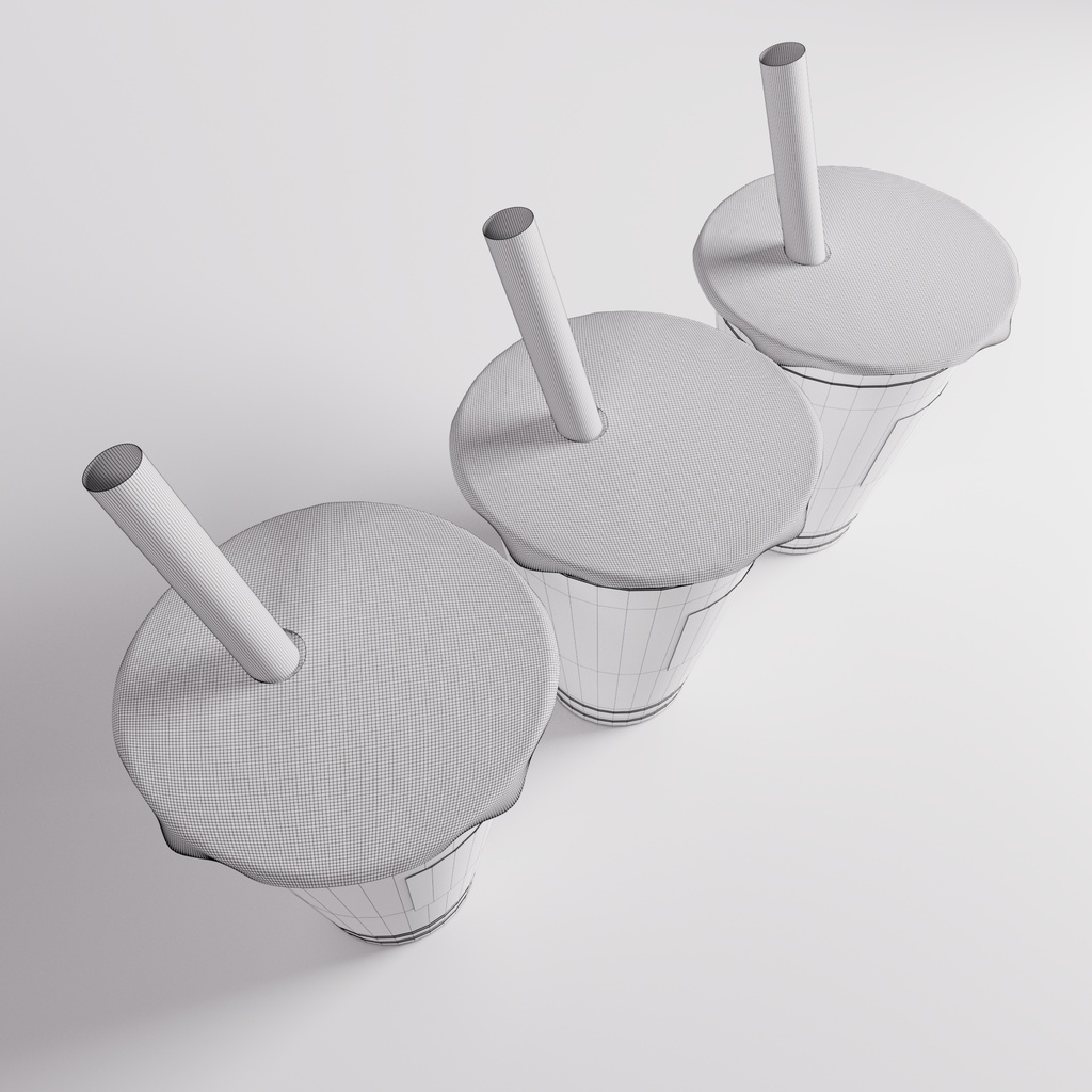 【3D】タピオカドリンク(ミルクティー・ウーロンティー・黒糖ミルクティー)(.c4d + fbx)
