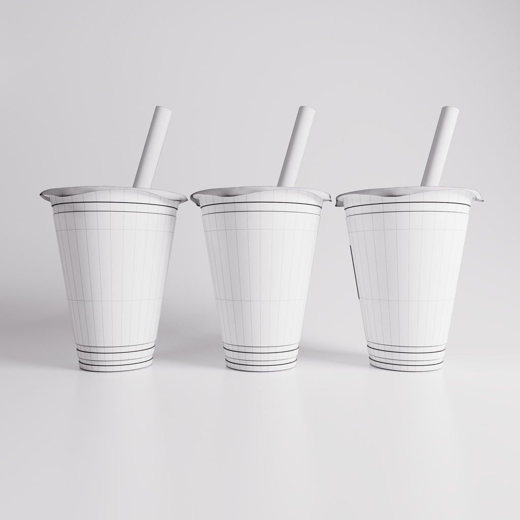 【3D】タピオカドリンク(ミルクティー・ウーロンティー・黒糖ミルクティー)(.c4d + fbx)