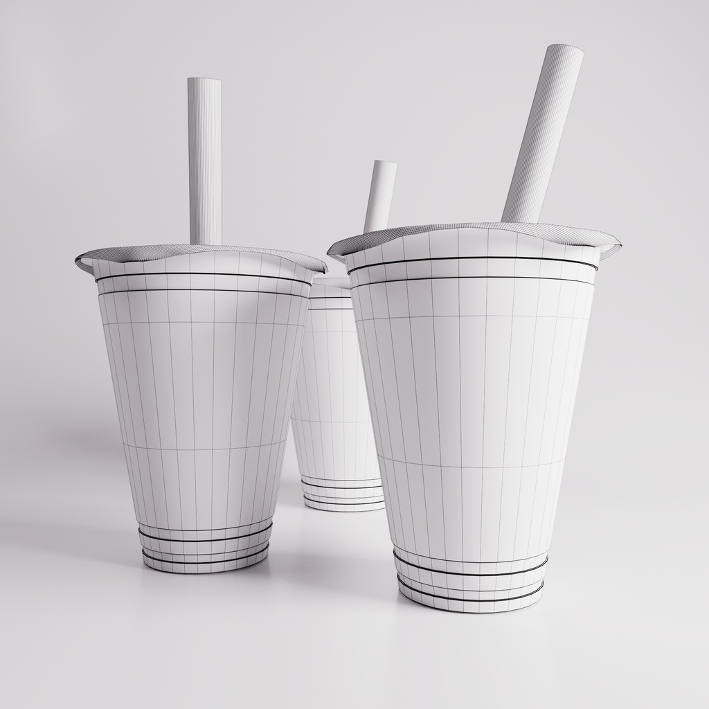 【3D】タピオカドリンク(ミルクティー・ウーロンティー・黒糖ミルクティー)(.c4d + fbx)