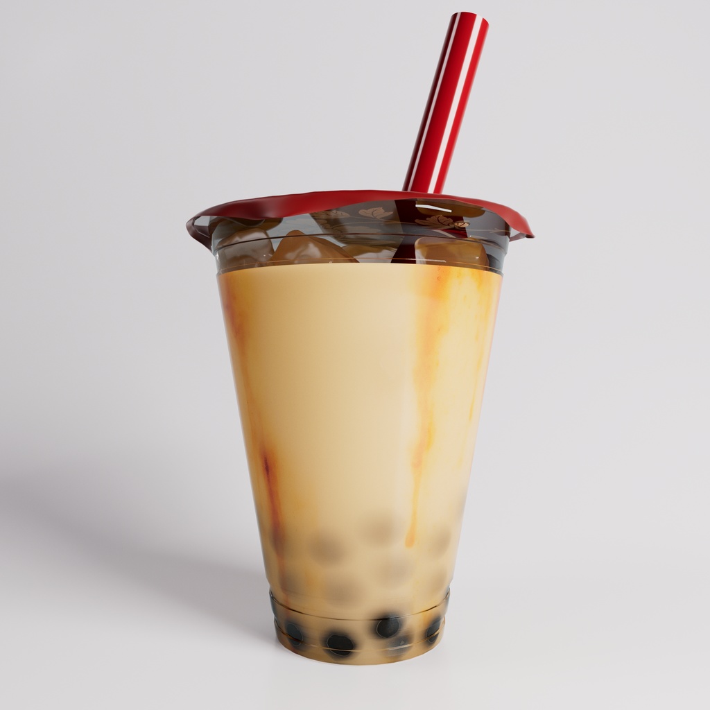 【3D】タピオカドリンク(ミルクティー・ウーロンティー・黒糖ミルクティー)(.c4d + fbx)
